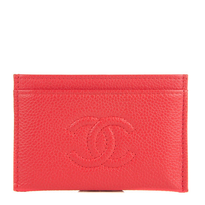 Chanel Caviar Timeless CC Card Holder Coral 1 of 8