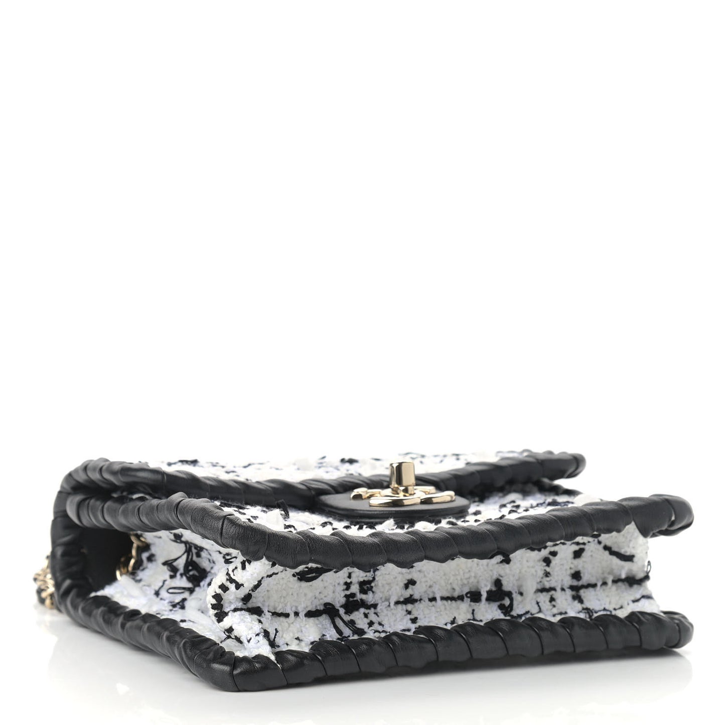 Tweed Braided Calfskin Mini My Own Frame Flap Grey Black