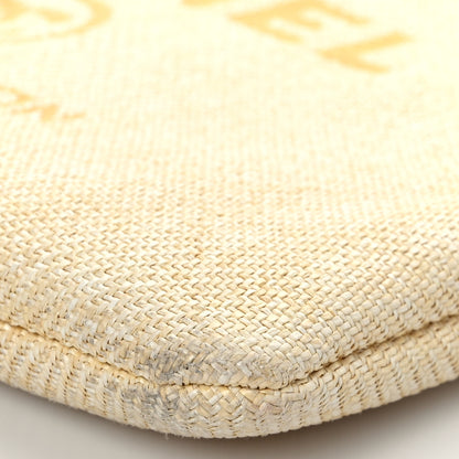 Chanel Woven Raffia Large Deauville Pouch White 8 of 10