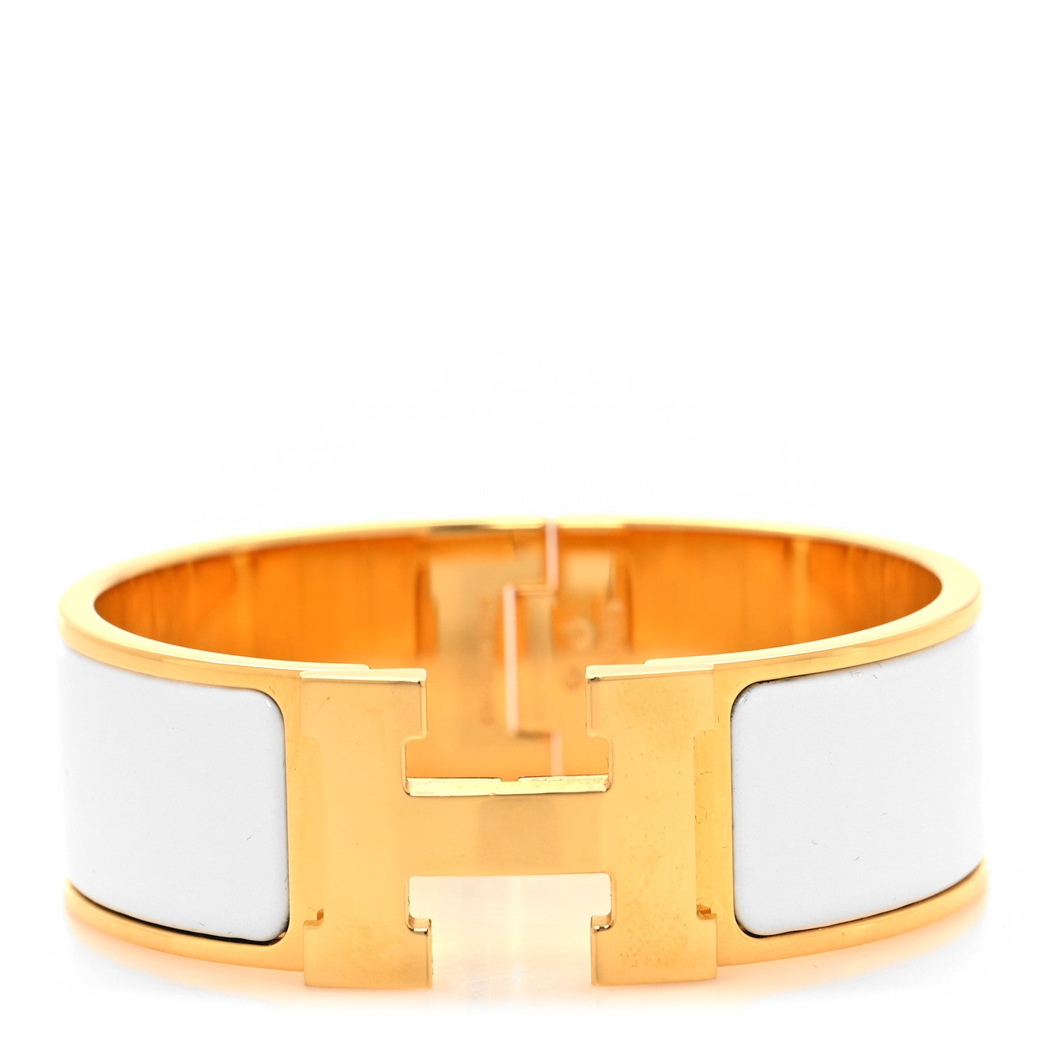 Hermes Enamel Wide Clic Clac H Bracelet PM White 1 of 4
