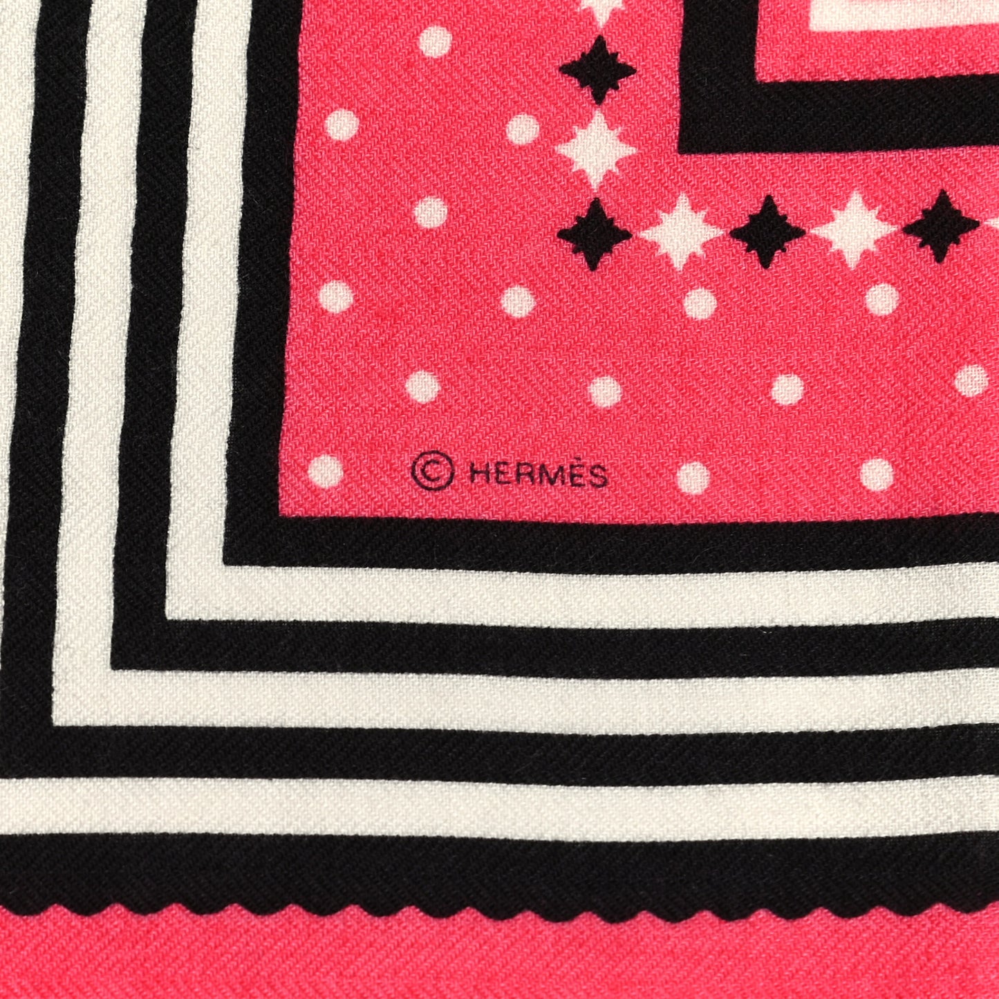 Cashmere Silk Couvertures Et Tenues de Jour Bandana Shawl 140 Rose Bonbon Black White
