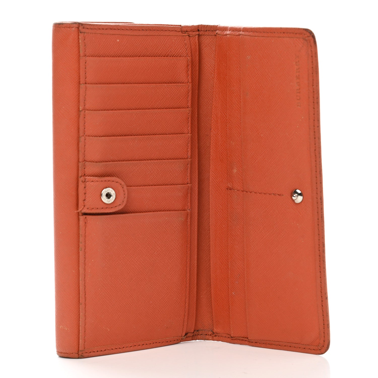 Burberry Calfskin House Check Continental Flap Wallet Orange 14 of 22