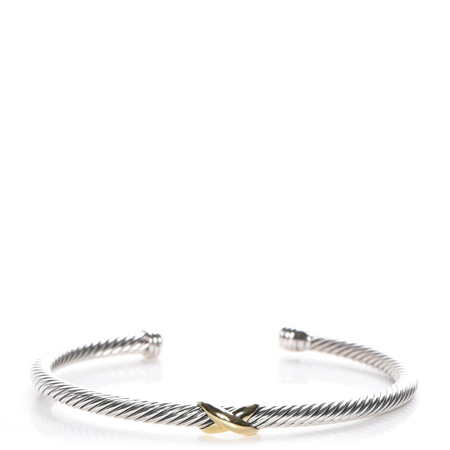 David Yurman Sterling Silver 18K Yellow Gold 4mm X Station Cable Bracelet 1 of 4