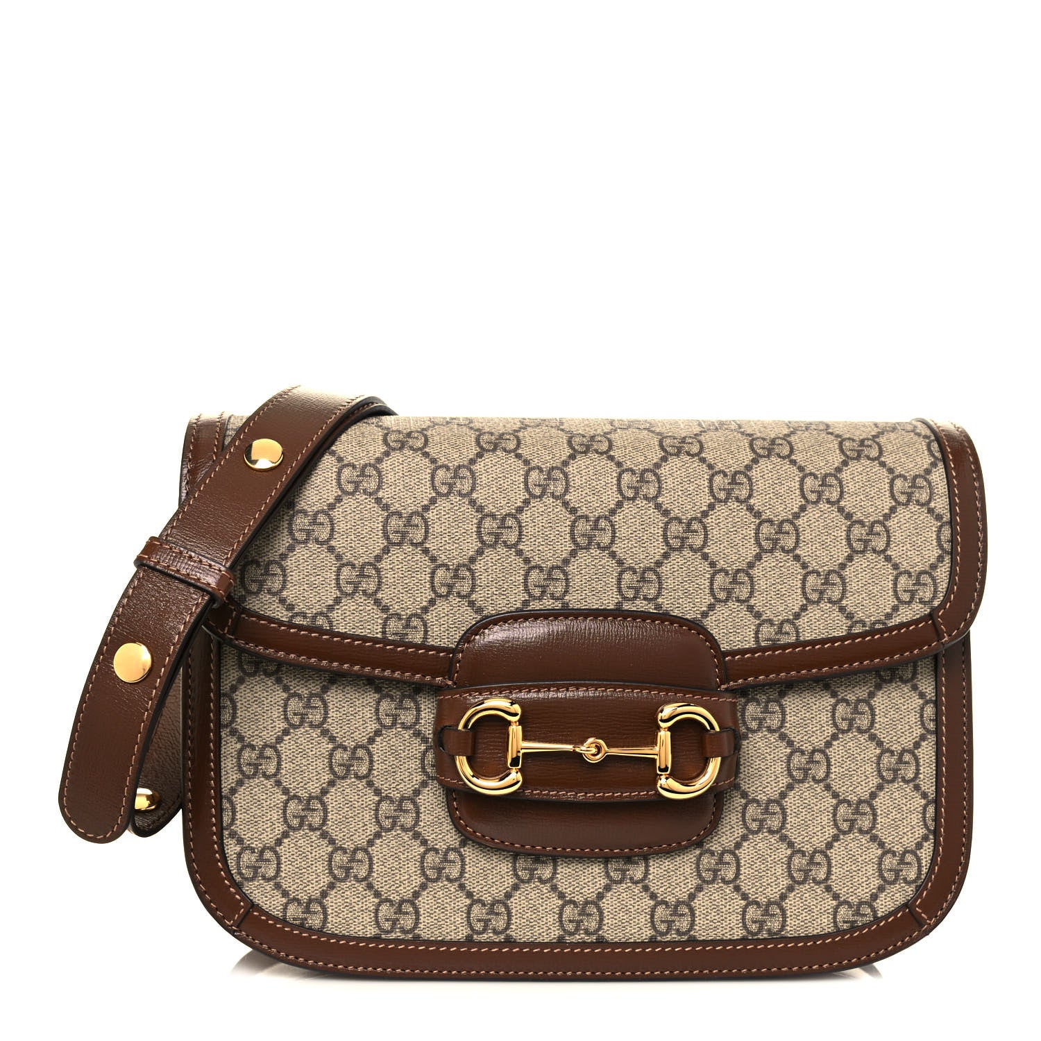 Gucci GG Supreme Monogram Horsebit 1955 Shoulder Bag Beige Brown Sugar 1 of 12