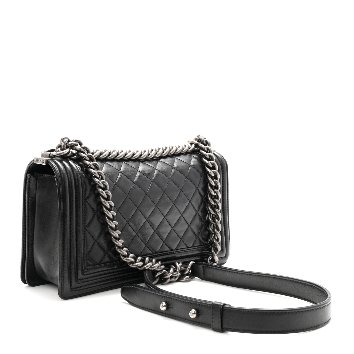 Lambskin Quilted Medium Boy Flap Black