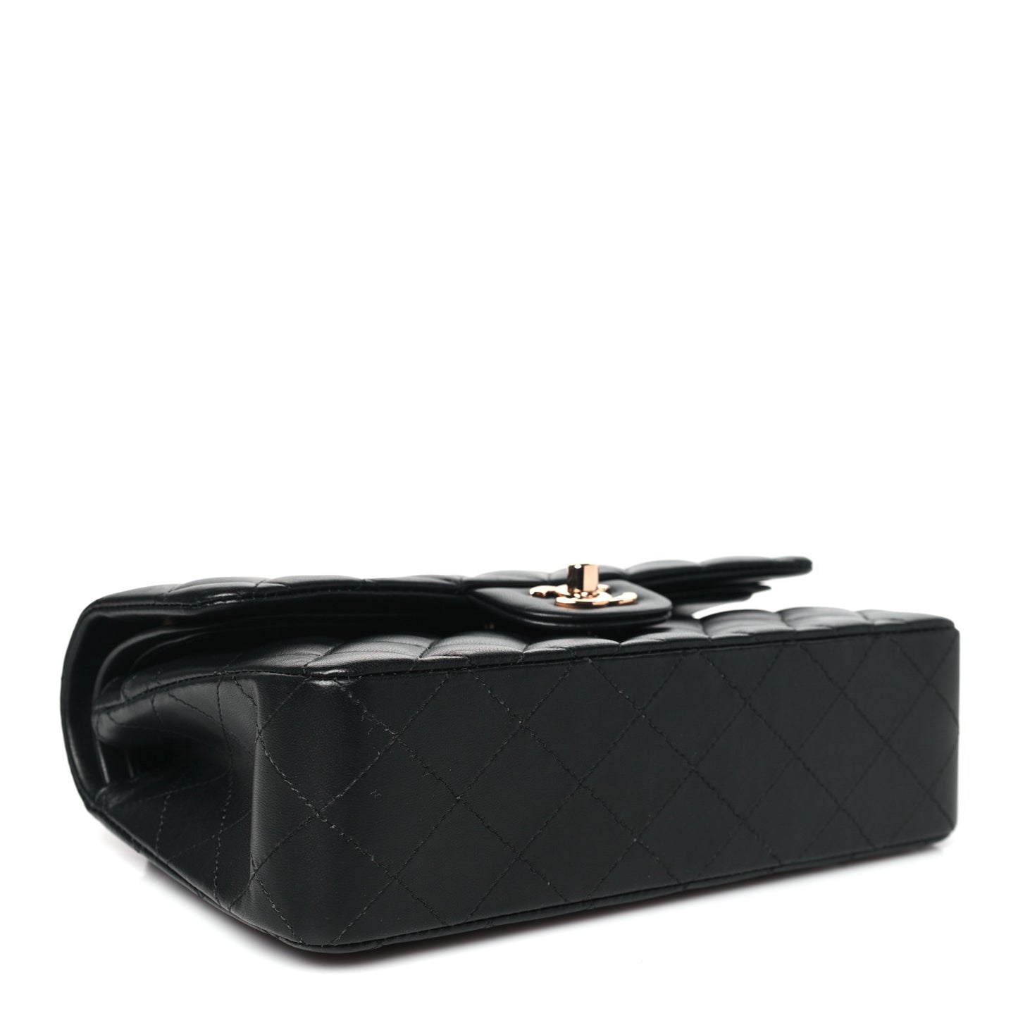 Lambskin Quilted Small Double Flap Black