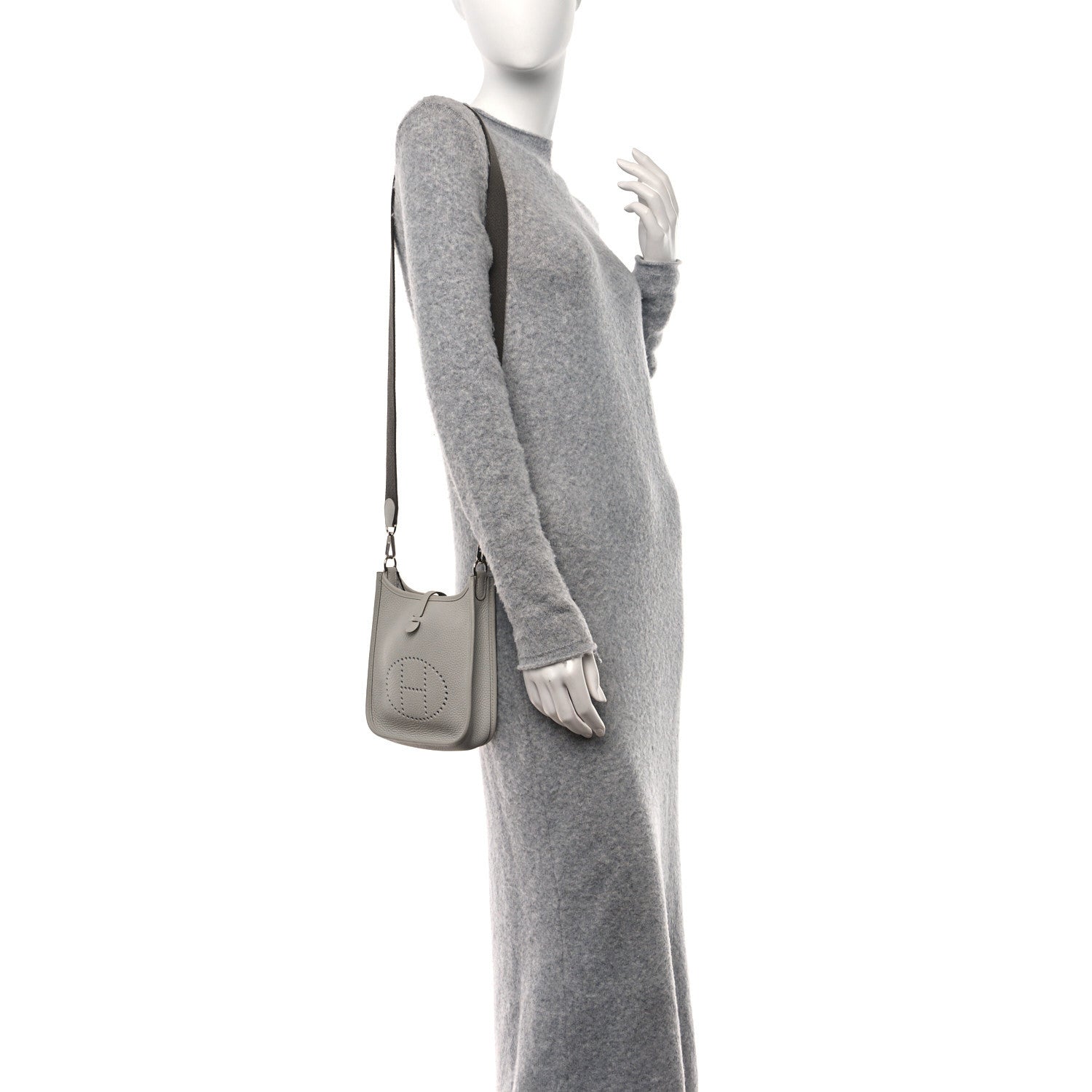 Hermes Taurillon Clemence Amazone Evelyne TPM Gris Perle Etain 2 of 10