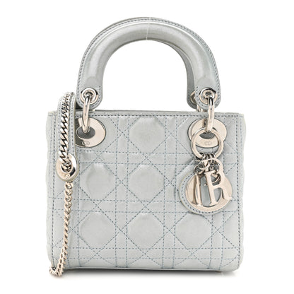 Christian Dior Metallic Lambskin Cannage Mini Lady Dior Light Blue 1 of 16