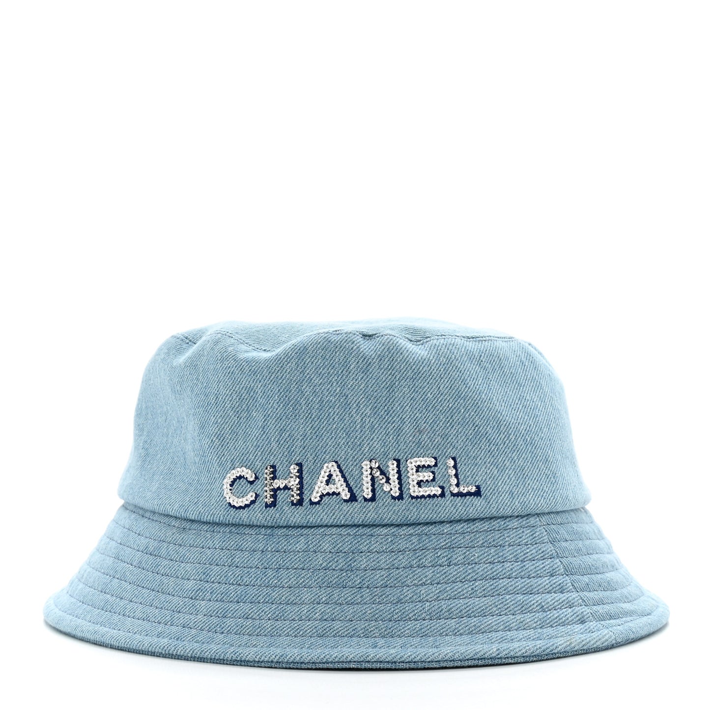 Denim Sequin Cloche Logo Bucket Hat S Blue