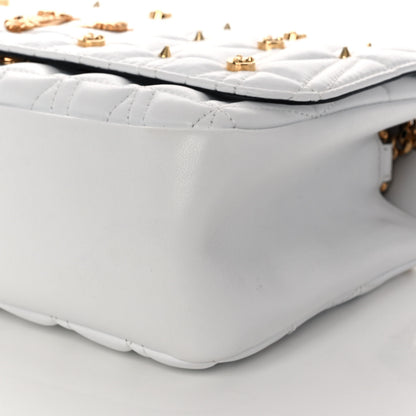 Versace Nappa Quilted Studded Virtus Shoulder Bag White 10 of 12