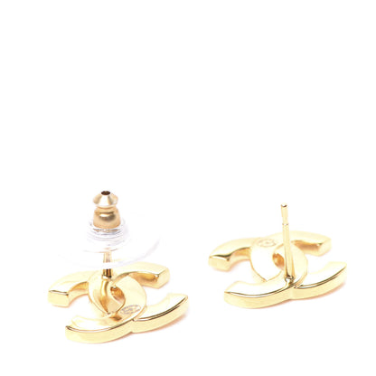 Chanel Metal CC Paris Button Stud Earrings Gold 3 of 5