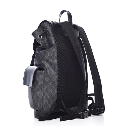 Gucci Soft GG Supreme Monogram Appia Calfskin Web Double Buckle Backpack Black 3 of 10