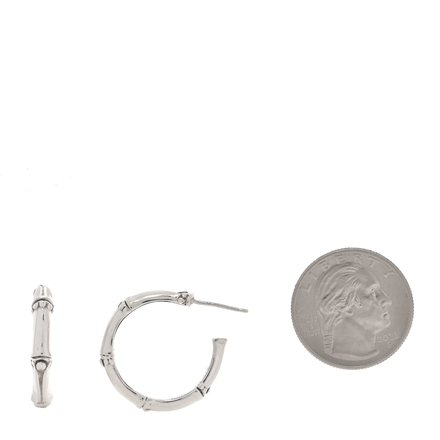 John Hardy Sterling Silver Small Bamboo Hoop Earrings 2 of 5