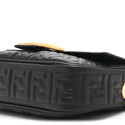 Fendi Nappa Small FF Embossed Mid Chain Baguette Black 10 of 10