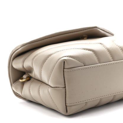 Saint Laurent Calfskin Y Quilted Monogram Toy Loulou Crossbody Bag Latte 11 of 13