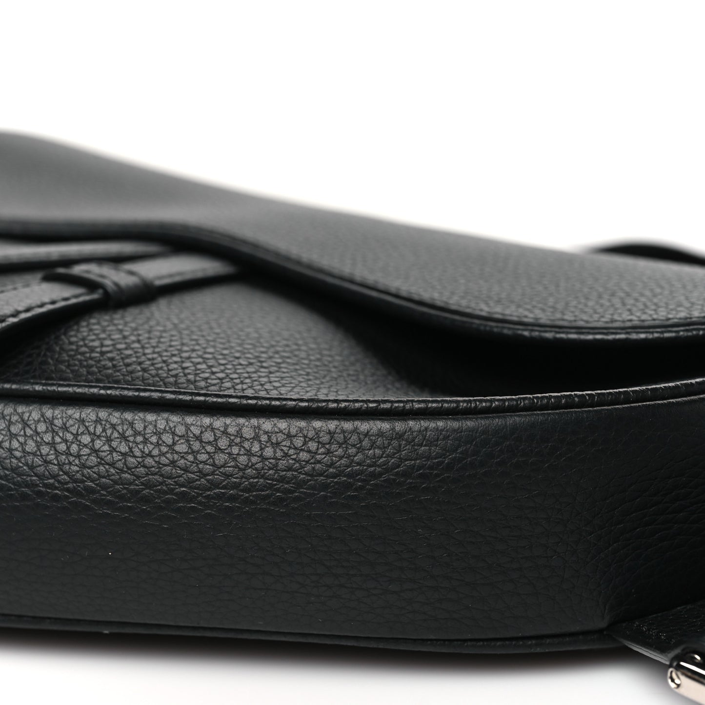 Grained Calfskin Mens Saddle Bag Black