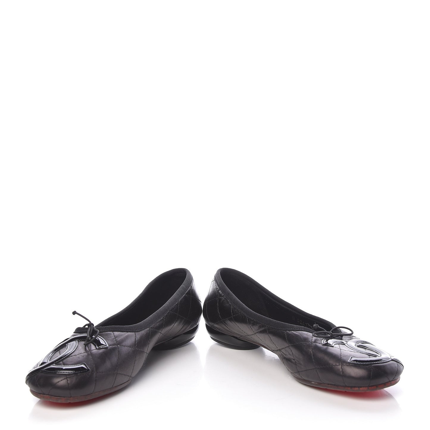 Lambskin Quilted Cambon Ballerina Flats 40.5 Black
