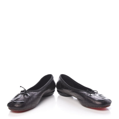 Chanel Lambskin Quilted Cambon Ballerina Flats 40.5 Black 6 of 12