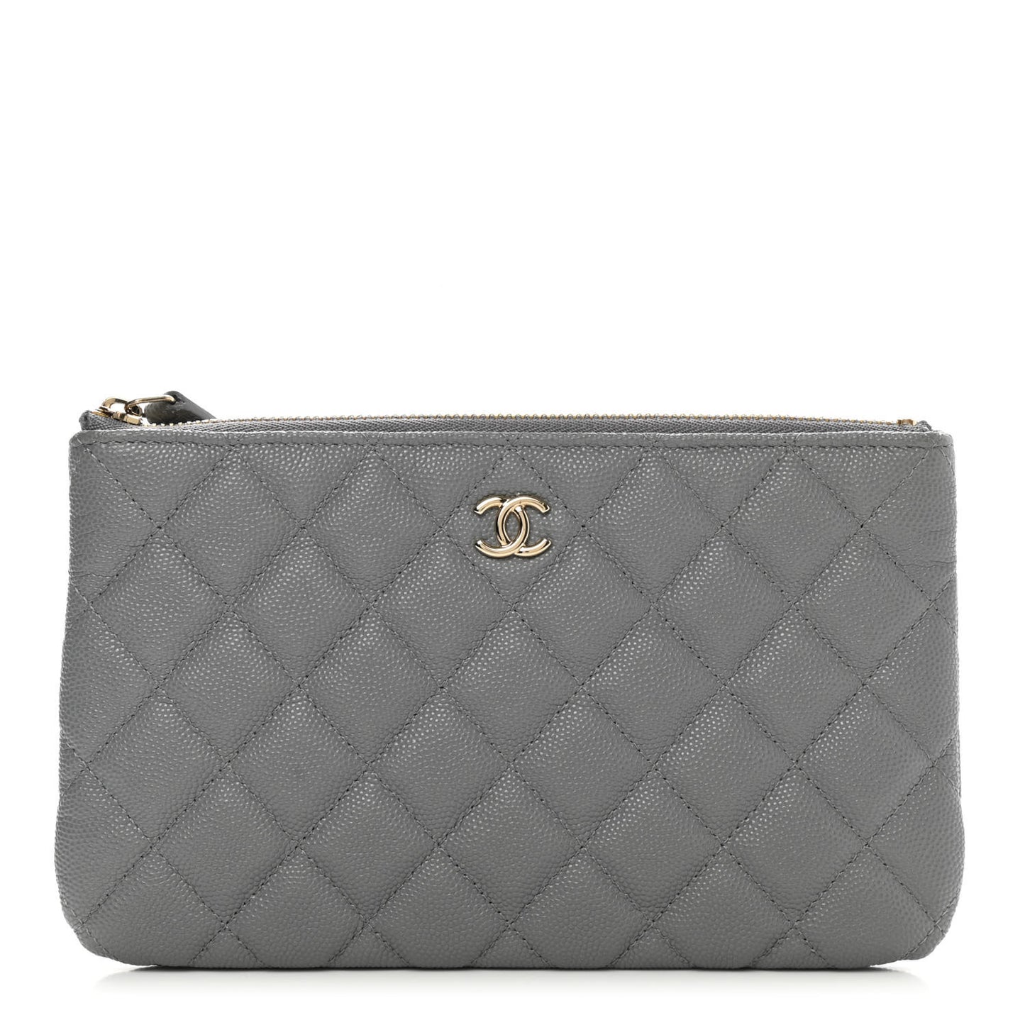 Caviar Quilted Cosmetic Case Grey