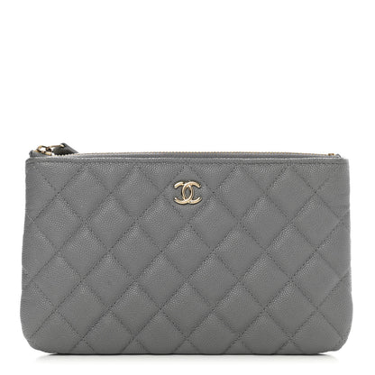 Chanel Caviar Quilted Cosmetic Case Grey 1 of 9