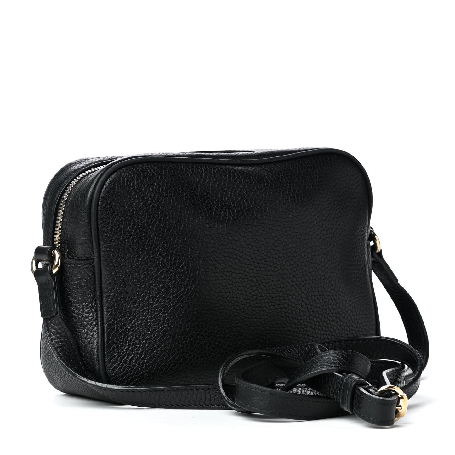 Pebbled Calfskin Small Soho Disco Bag Black