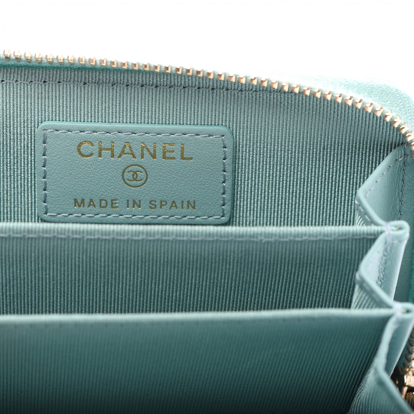 Caviar Quilted Zip Coin Purse Light Blue