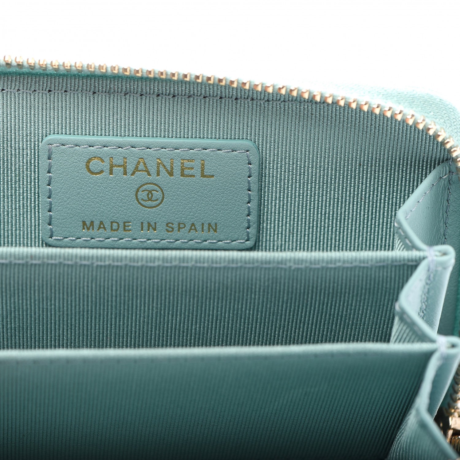 Chanel Caviar Quilted Zip Coin Purse Light Blue 8 of 10