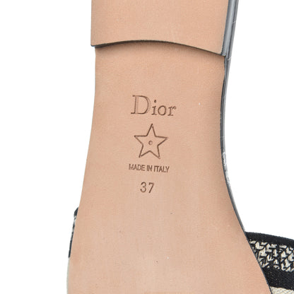 Christian Dior Canvas Around the World Embroidered Dway Flat Slide Sandals 37 Black 7 of 13