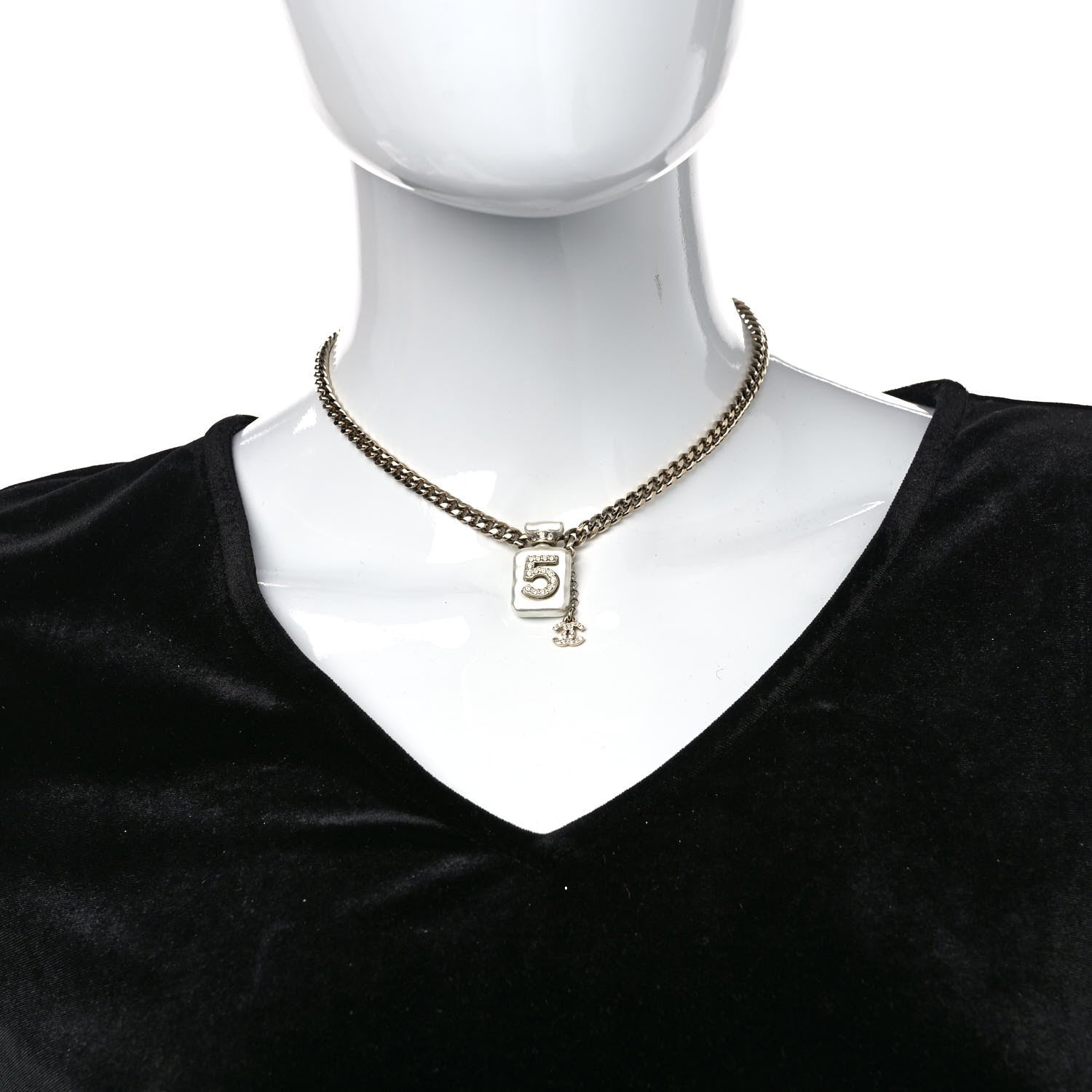 Chanel Resin Crystal CC No 5 Perfume Bottle Necklace 2 of 5