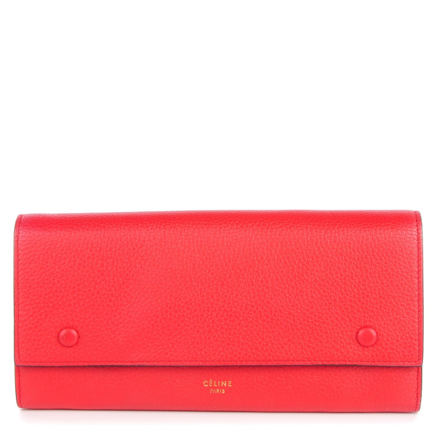 Drummed Calfskin Large Flap Multifunction Wallet Vermillion