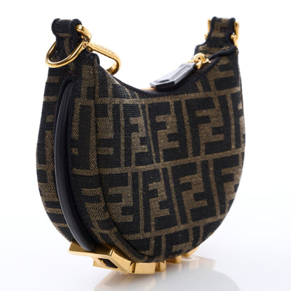 Fendi Fabric Jacquard FF 1974 Nano Fendigraphy Hobo Charm Tobacco Moro 3 of 6