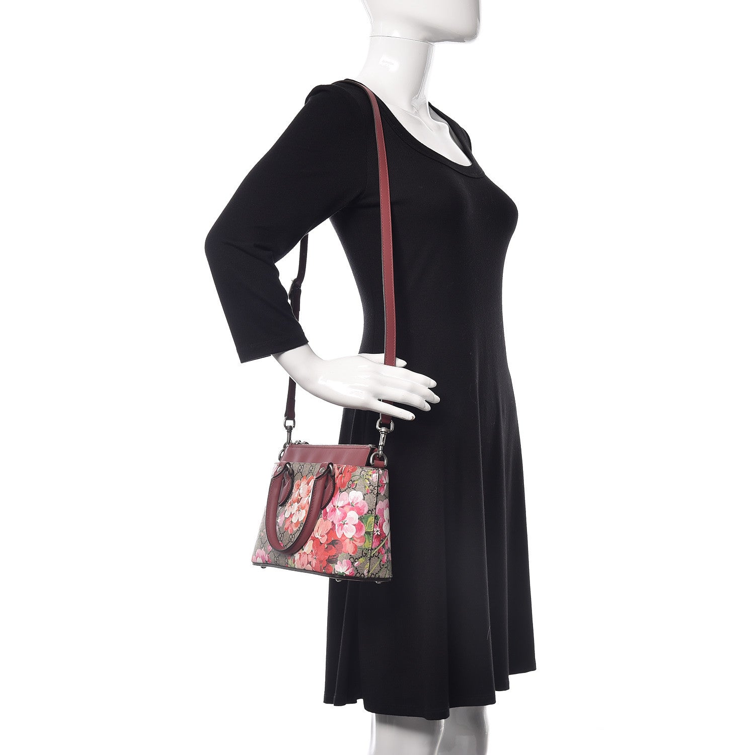 Gucci GG Supreme Monogram Blooms Mini Zip Top Tote Beige Multicolor Dry Rose 2 of 9
