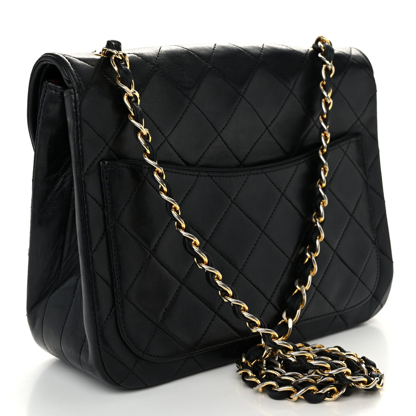 Lambskin Quilted Small Single Flap Black