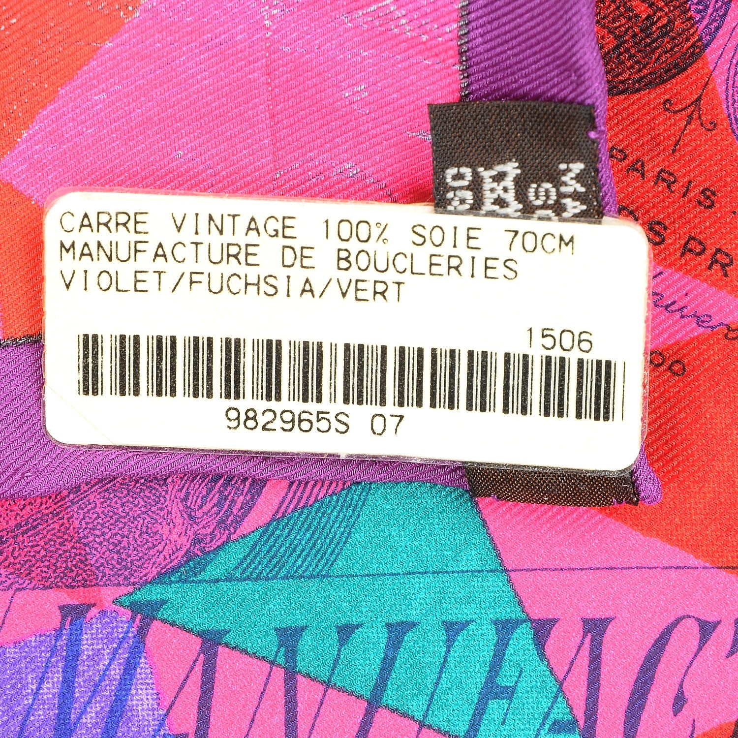 Hermes Silk Manufacture De Boucleries Scarf 70 Violet Fuchsia Vert 5 of 5