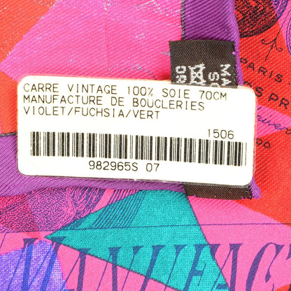 Hermes Silk Manufacture De Boucleries Scarf 70 Violet Fuchsia Vert 5 of 5