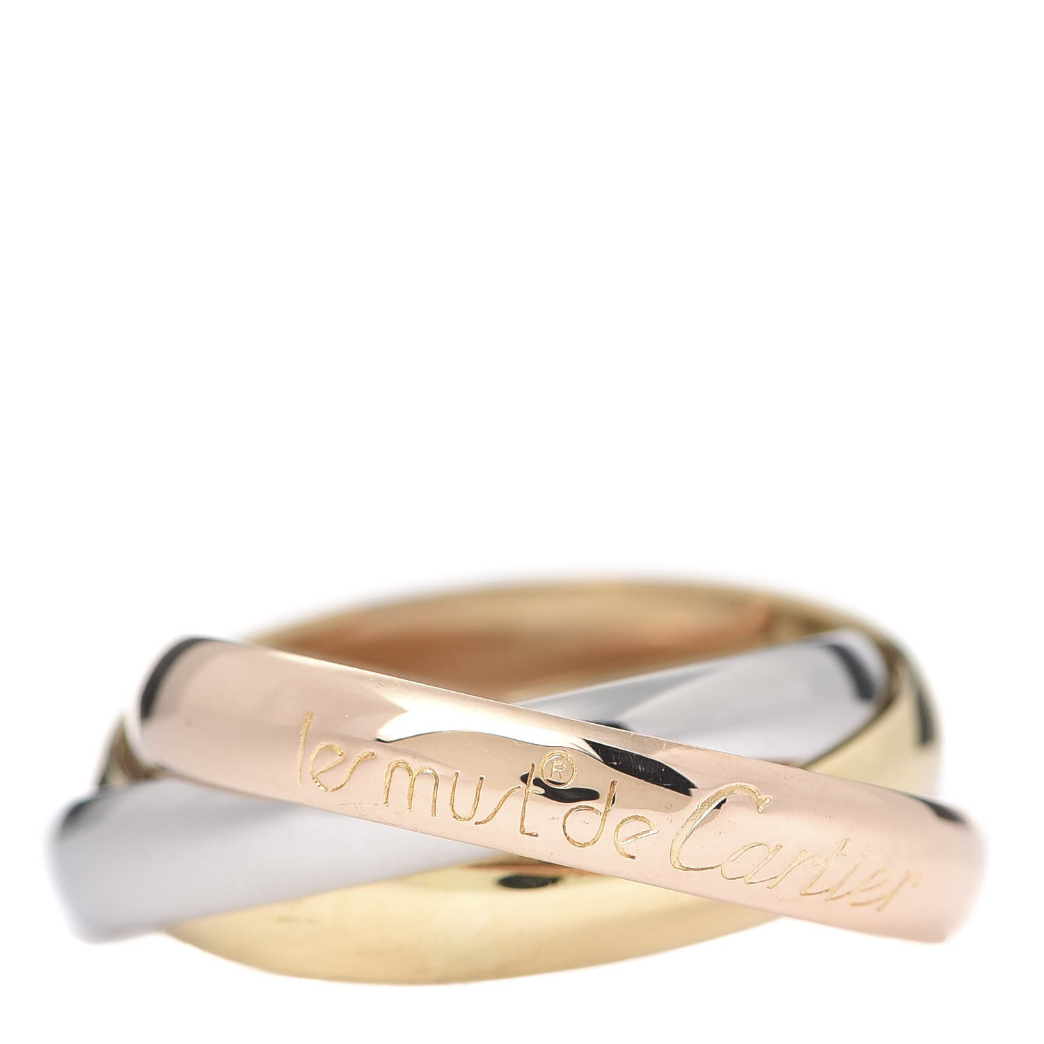 Cartier 18K Pink Yellow White Gold Classic Les Must De Trinity Ring 54 6.75 1 of 4