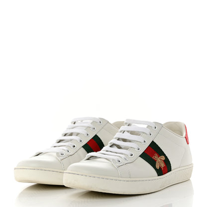 Gucci Calfskin Ayers Bee Embroidered Womens Ace Sneakers 39 White Green 3 of 9