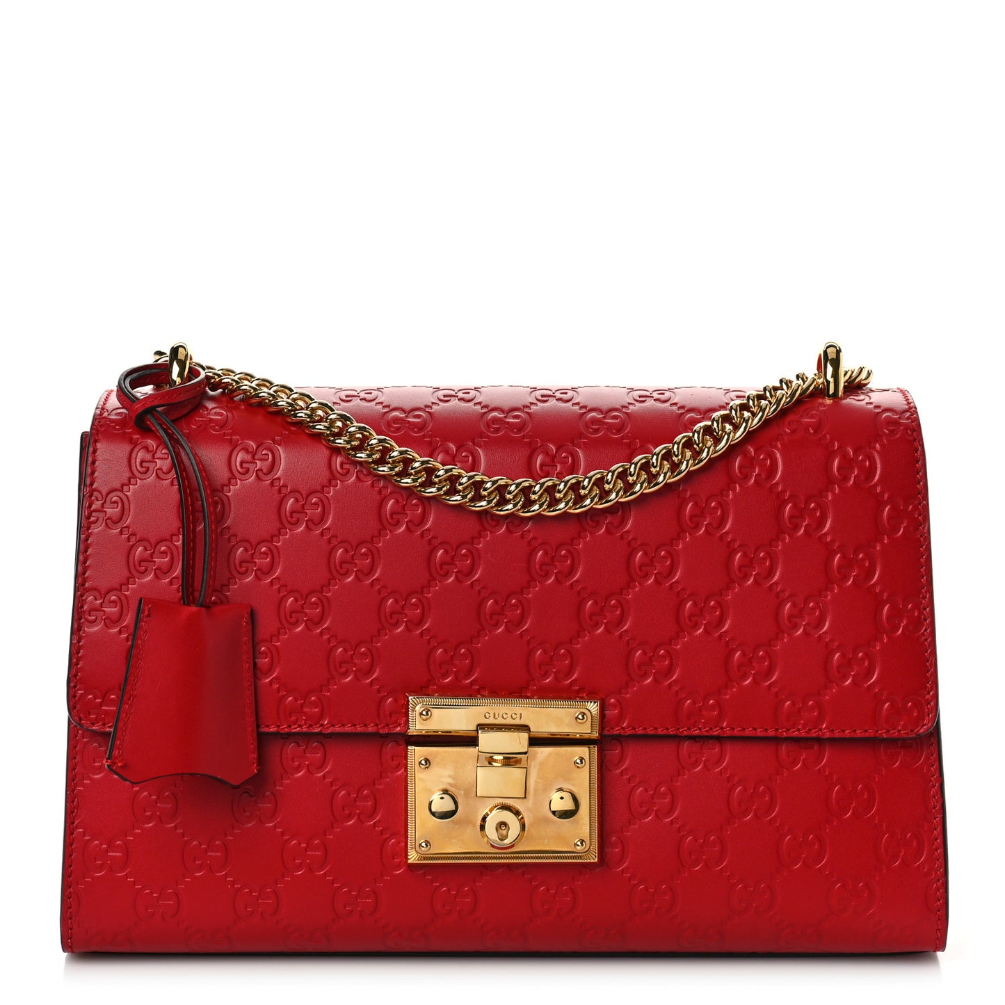 Guccissima Medium Padlock Shoulder Bag Hibiscus Red