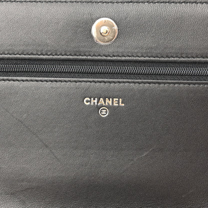 Chanel Velvet Pearl Diamond Embellished Wallet On Chain WOC Black 6 of 11