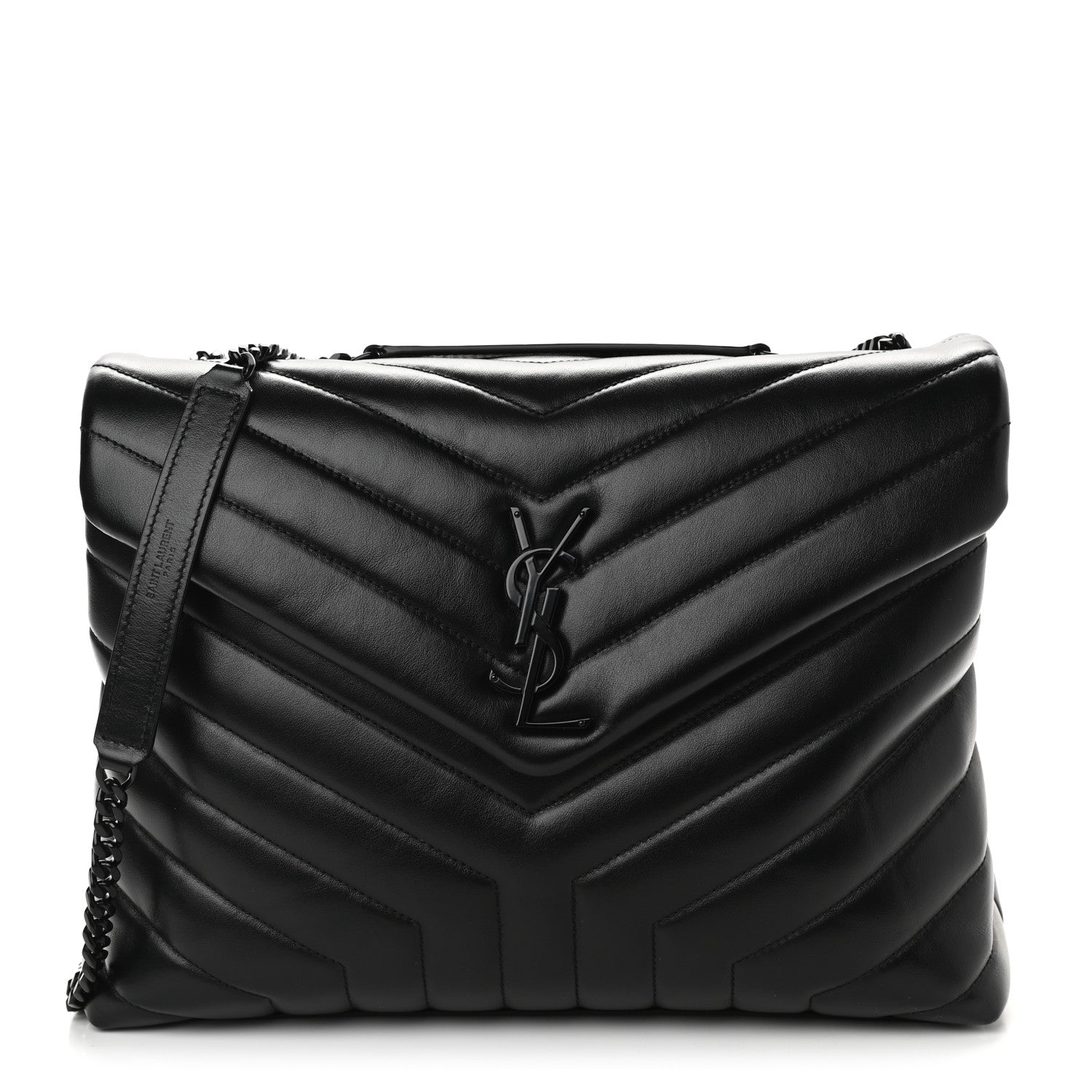 Saint Laurent Calfskin Y Quilted Monogram Medium Loulou Chain Satchel Black 1 of 9