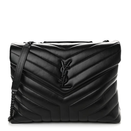 Saint Laurent Calfskin Y Quilted Monogram Medium Loulou Chain Satchel Black 1 of 9