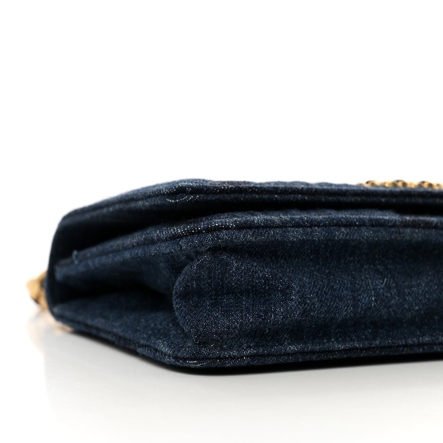 Denim Quilted Chanel 19 Wallet On Chain WOC Blue