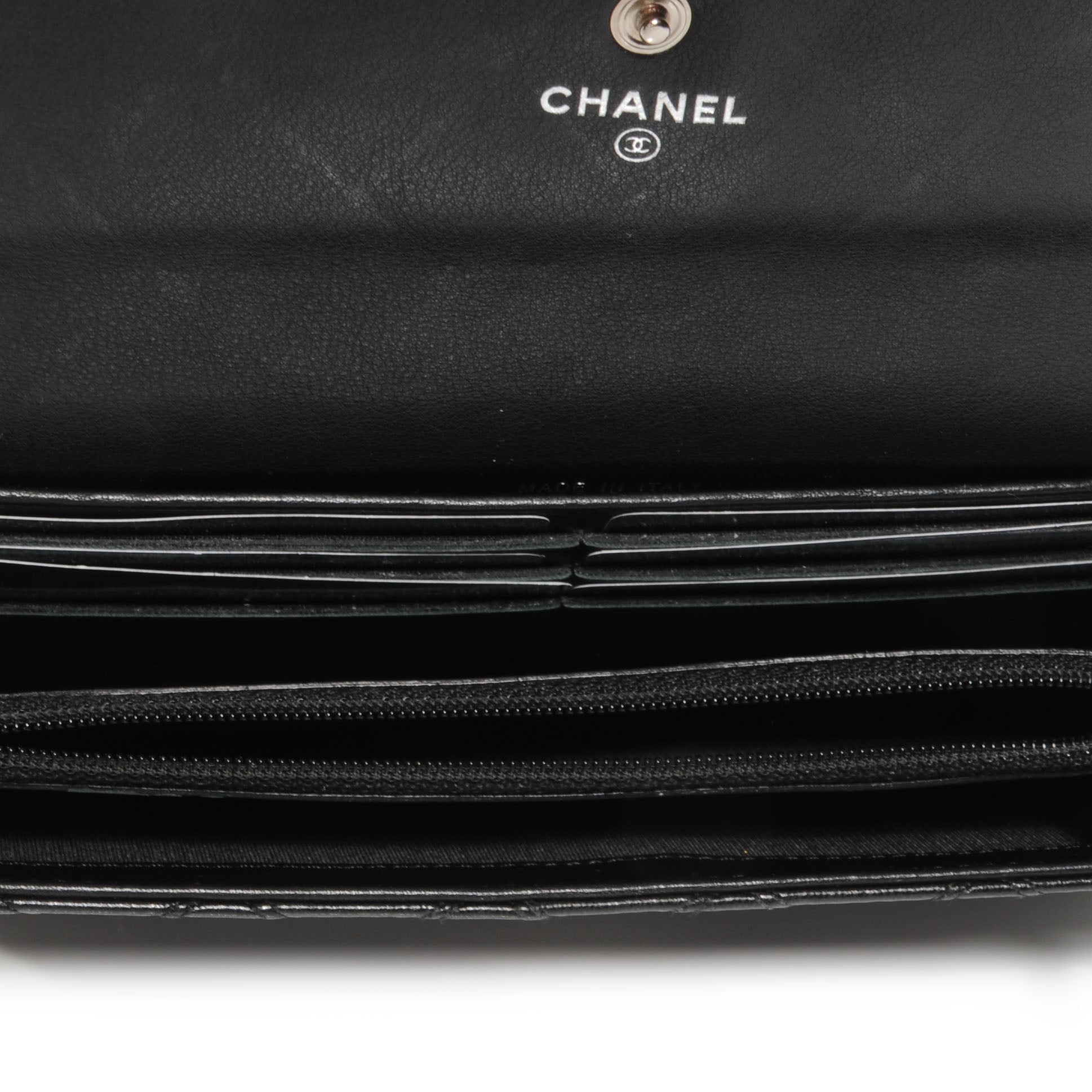 Chanel Lambskin Diamond Stitched Long Flap Wallet Black 6 of 9