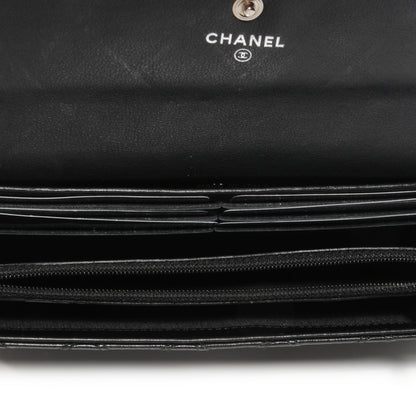Chanel Lambskin Diamond Stitched Long Flap Wallet Black 6 of 9