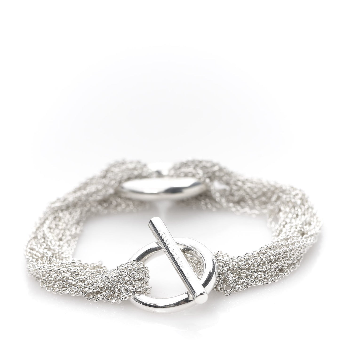 Sterling Silver Multi-Chain Circle Toggle Bracelet
