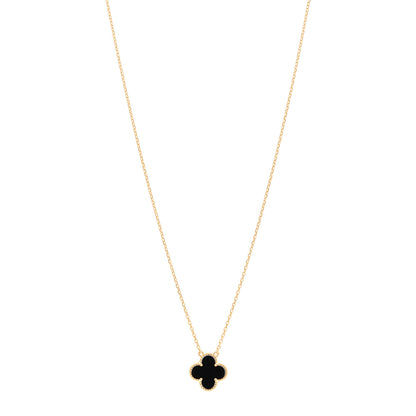 Van Cleef & Arpels 18K Yellow Gold Black Onyx Vintage Alhambra Pendant Necklace 1 of 5