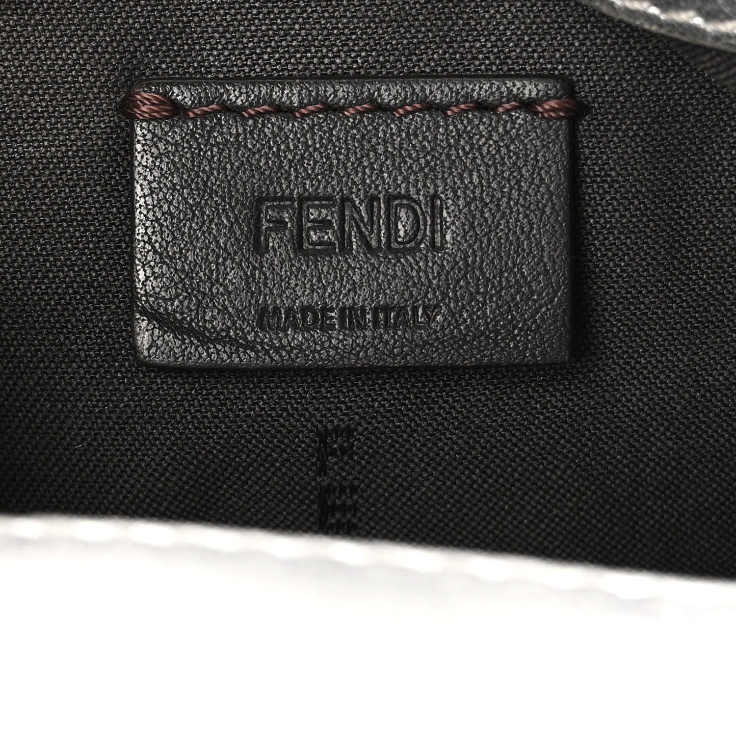 Fendi Vitello Catalan Mirror FF 1974 Embossed Mini Baguette Argento 7 of 11