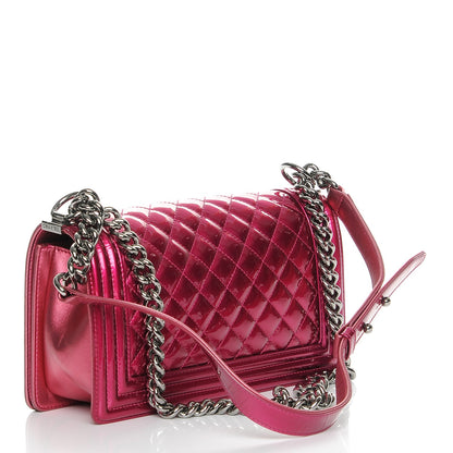 Chanel Metallic Patent Calfskin Quilted Medium Boy Flap Pink 3 of 7