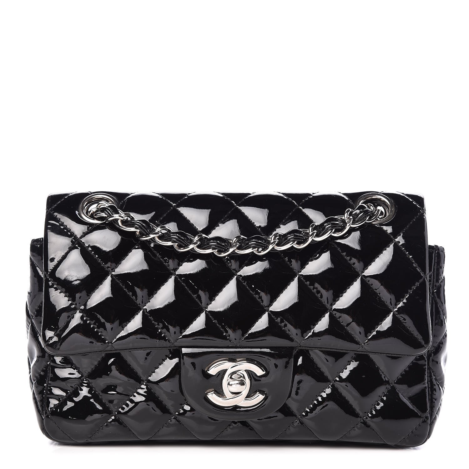 Chanel Patent Calfskin Quilted Mini Rectangular Flap Black 1 of 15