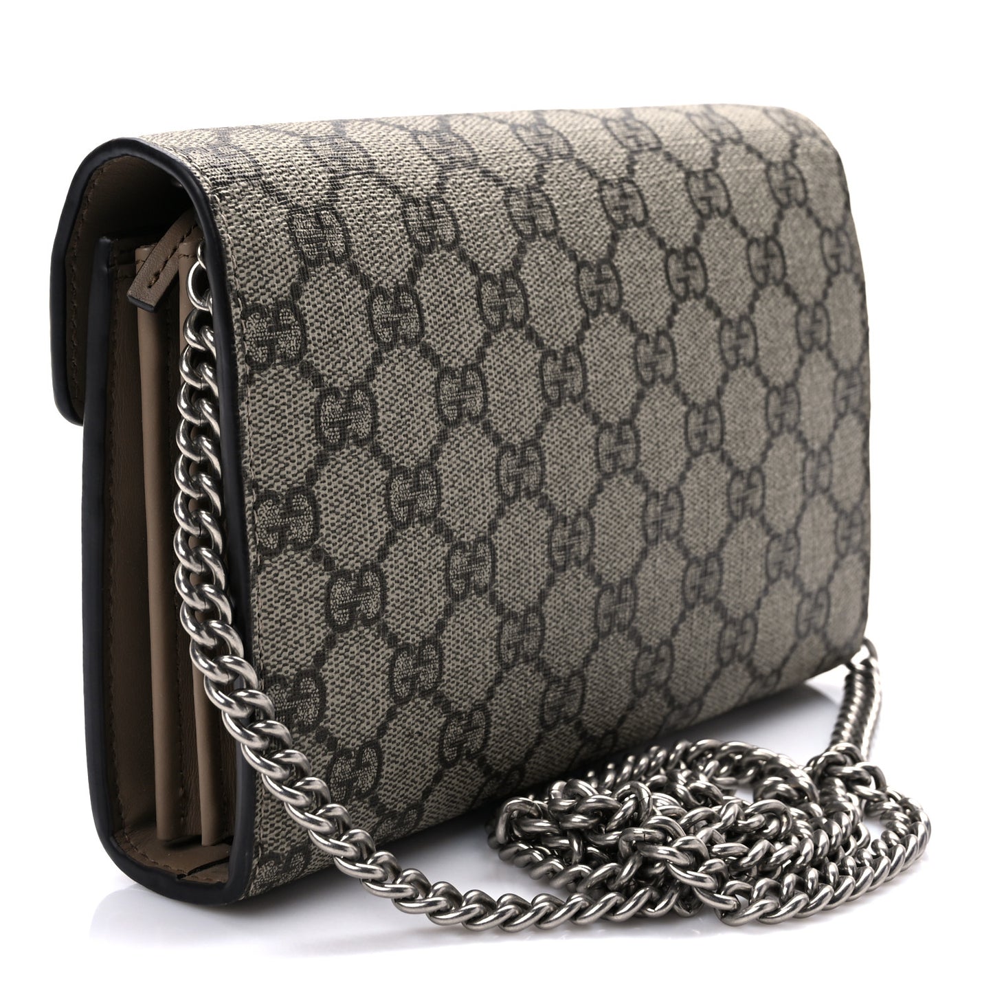 GG Supreme Monogram Mini Dionysus Chain Wallet Beige Taupe
